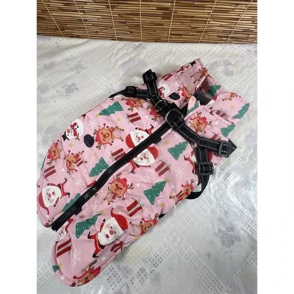 Dog Coat Winter Christmas Themed Size Medium Pink - Picture 9 of 9